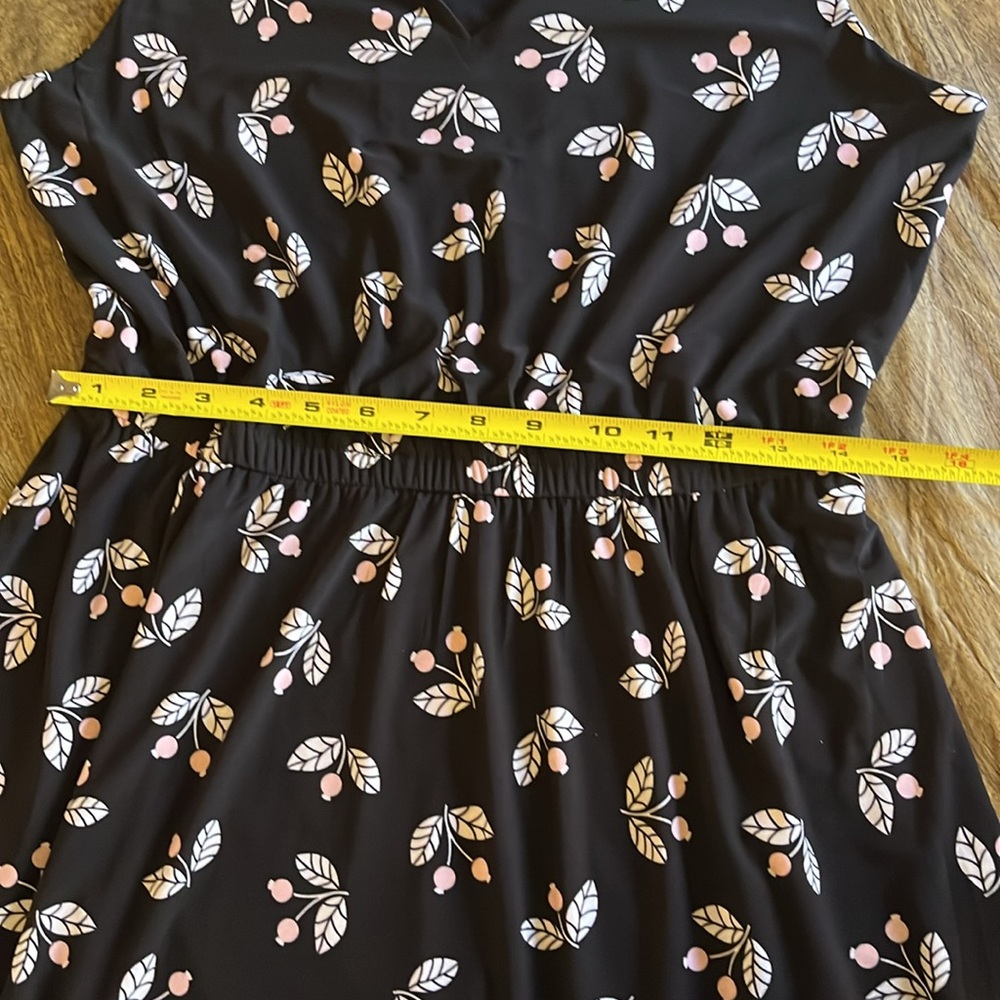 NWT Anne Klein Black White Floral Sleeveless Midi Dress Sundress Pocket Size 10 - Picture 13 of 15